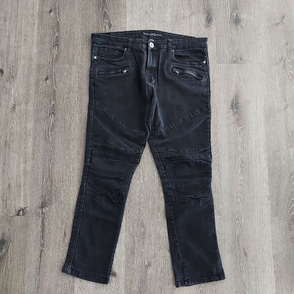 [Truth Substance Common Sense] 36x30 Black Moto Jeans - Picture 1 of 6